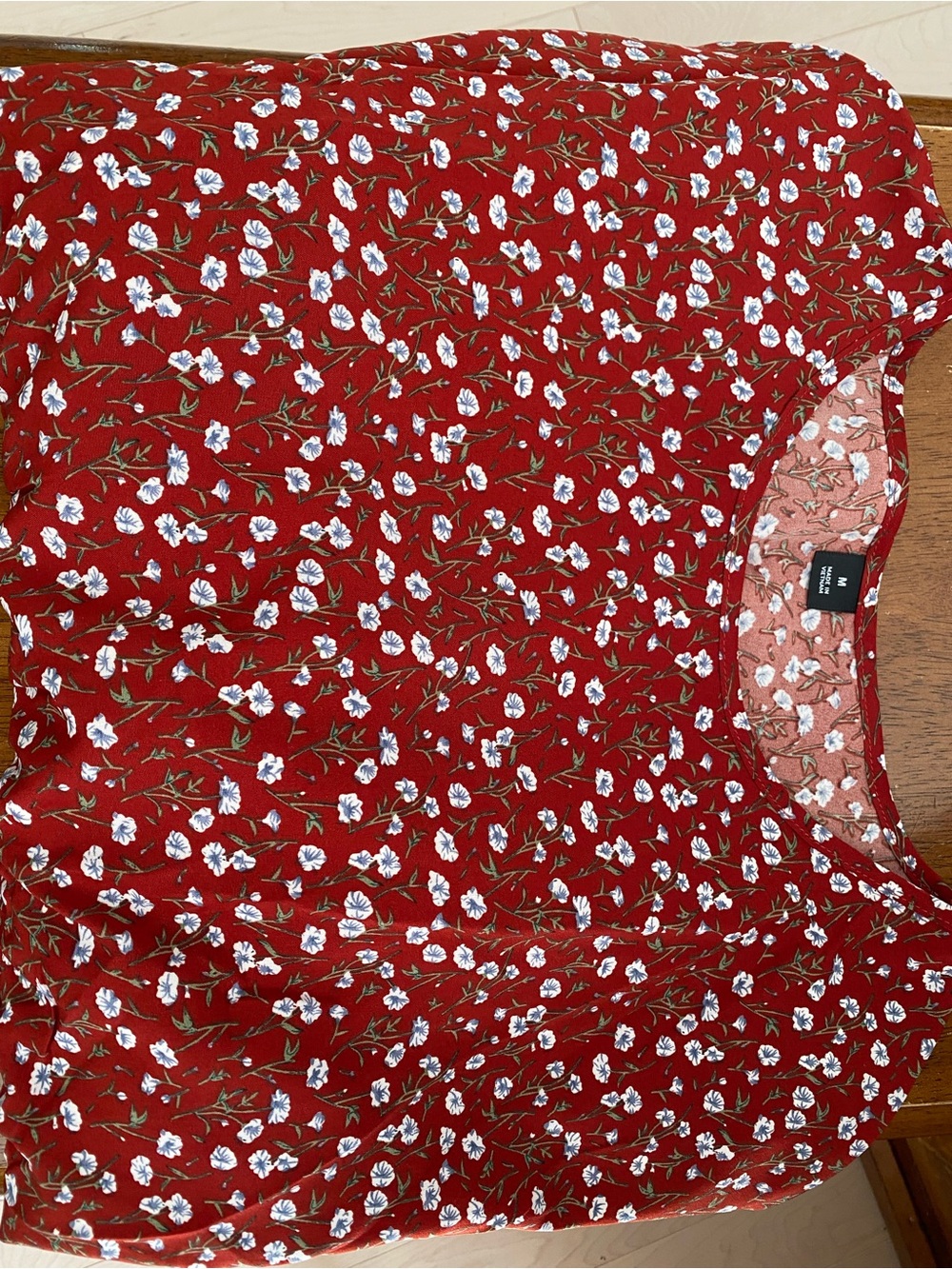 Red Floral Tiered Short Sleeve Dress - Picture 2 of 2